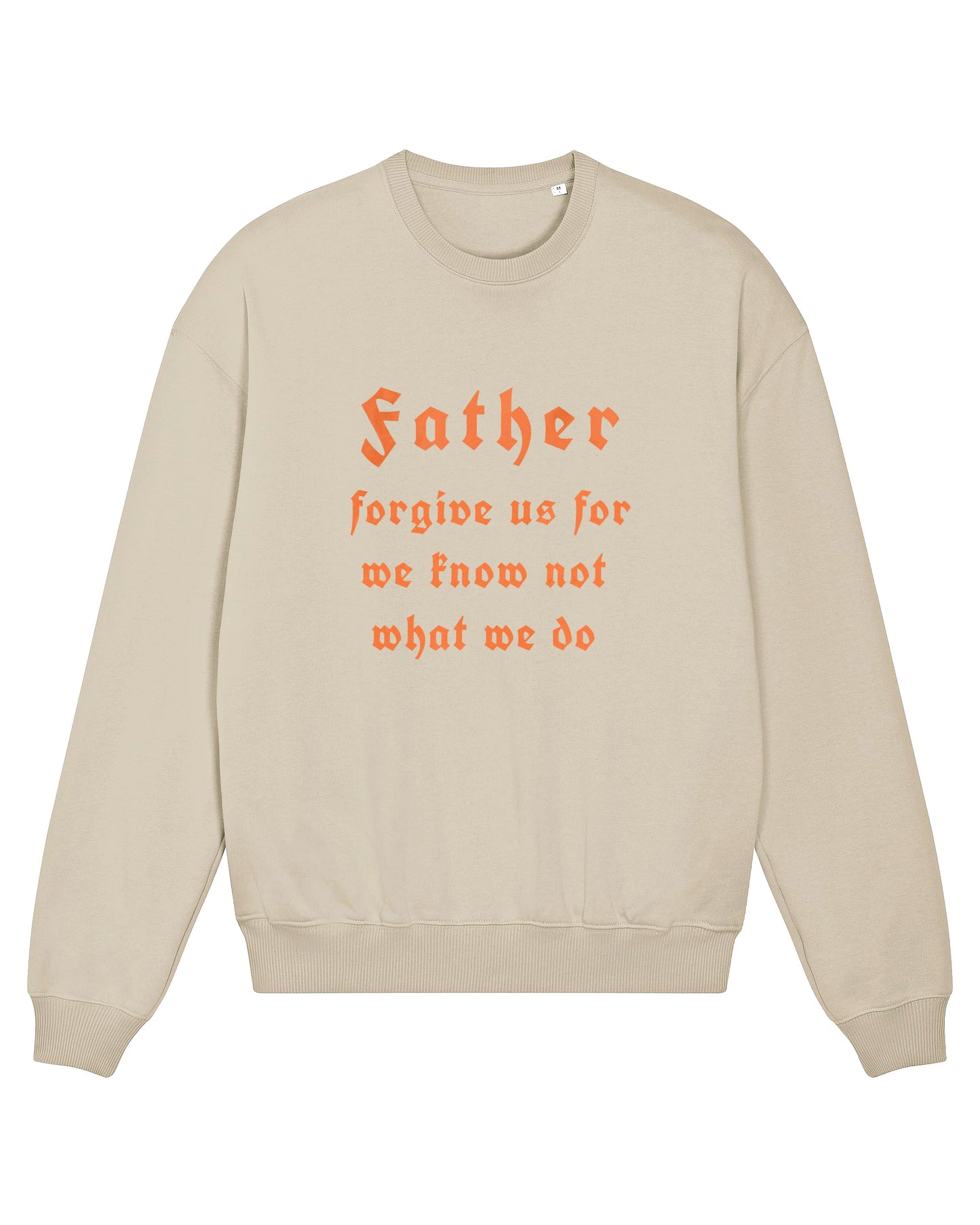 Herre sweatshirt, beige, Father forgive us
