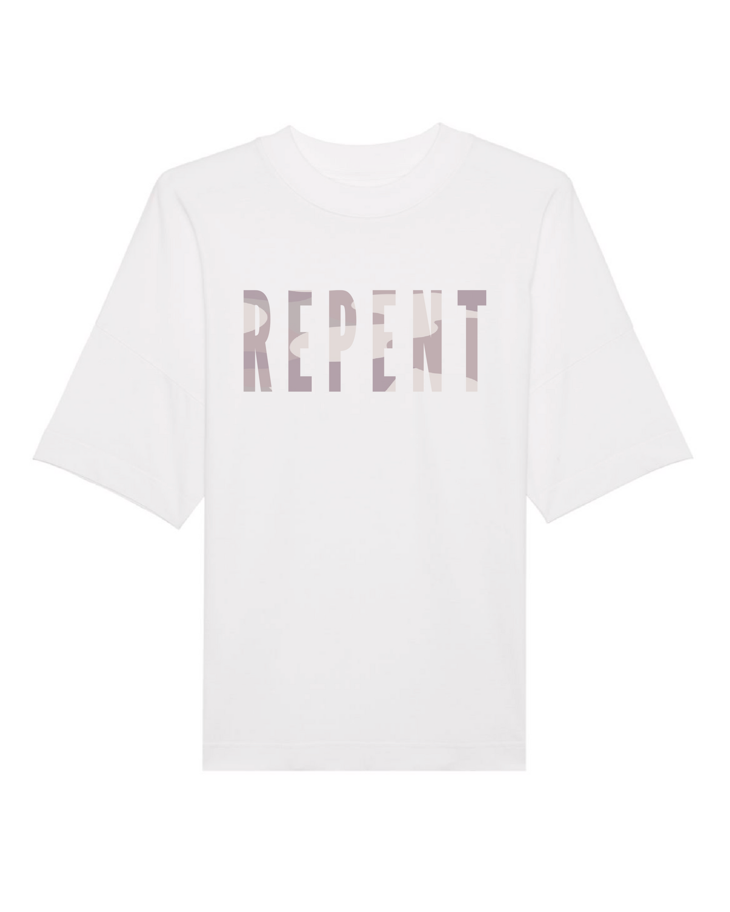 Oversize hvid T-shirt, repent, lilla