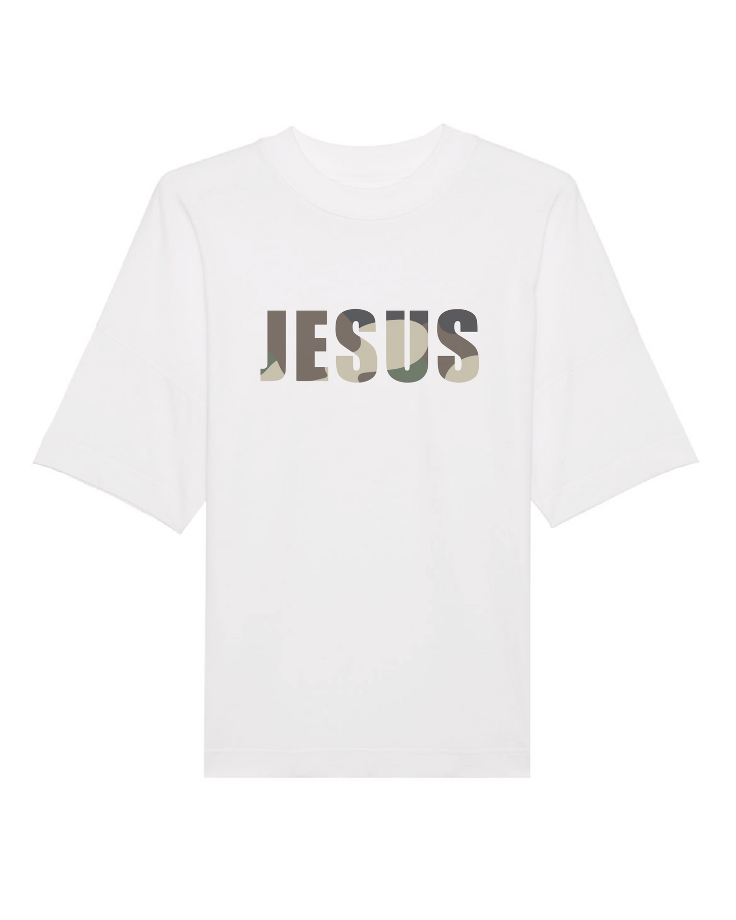 Oversize hvid herre T-shirt, Jesus