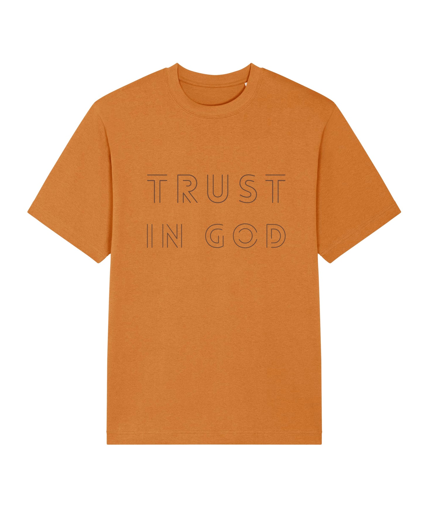T-shirt, orange, 'Trust in God'