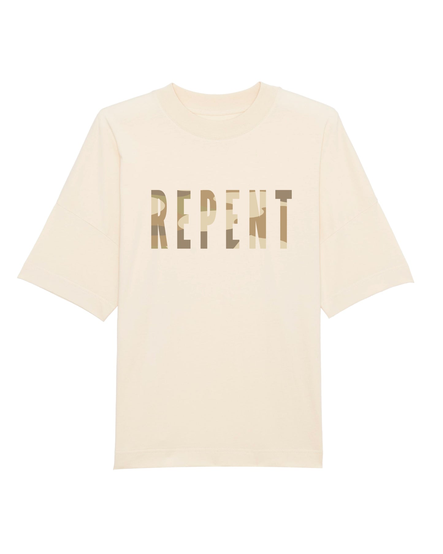 Oversize cremefarvet herre T-shirt, Repent