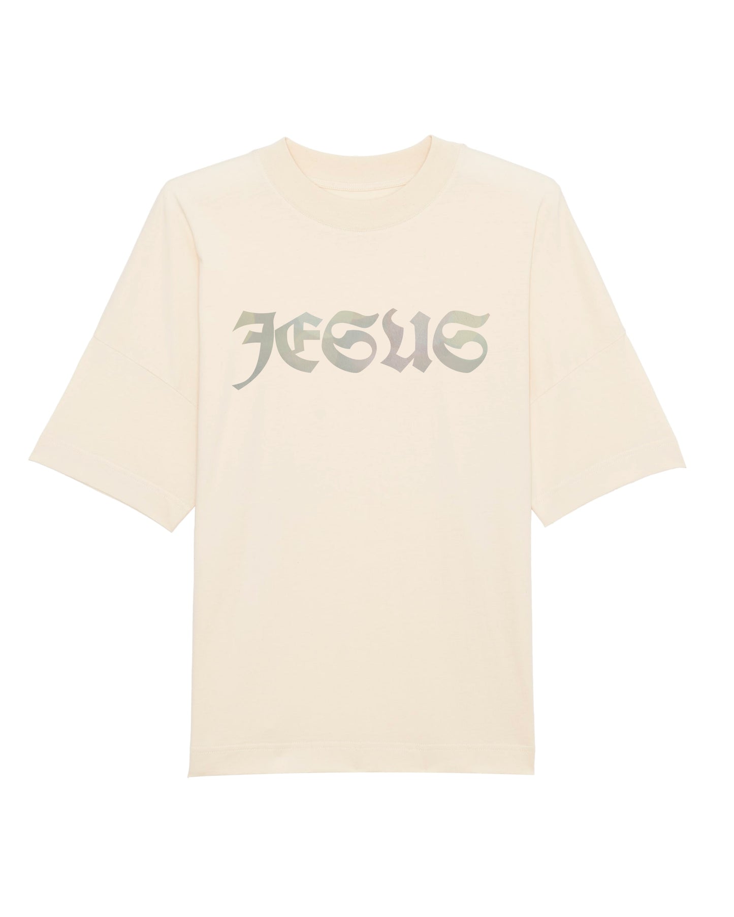 Oversize cremefarvet T-shirt, Jesus
