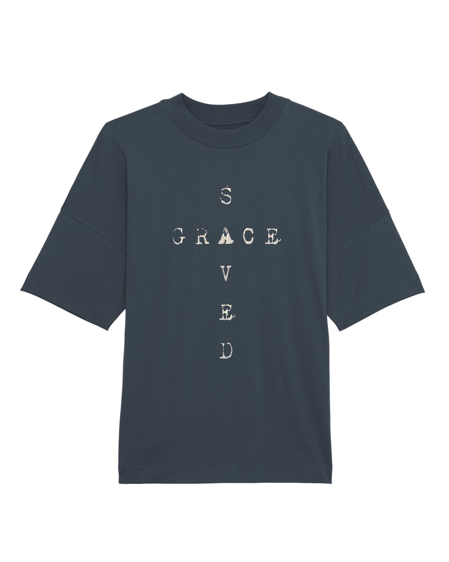 Oversize T-shirt, navy, Saved - grace