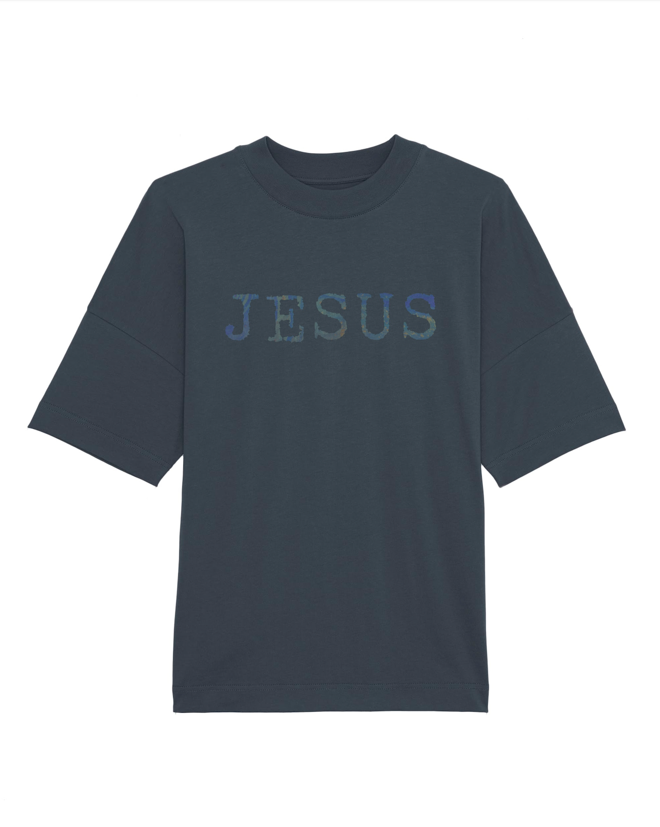 Oversize navy blå T-shirt, Jesus