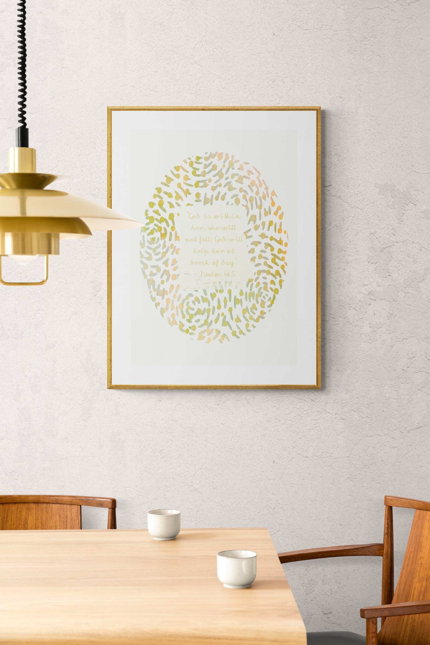 Plakat, salme 46:5, grøn/gul