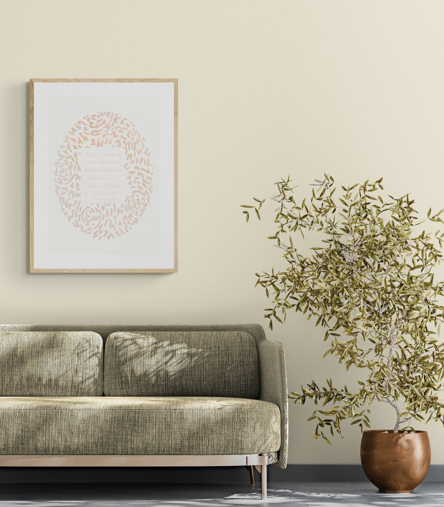 Plakat, salme 46:5, rød/lilla