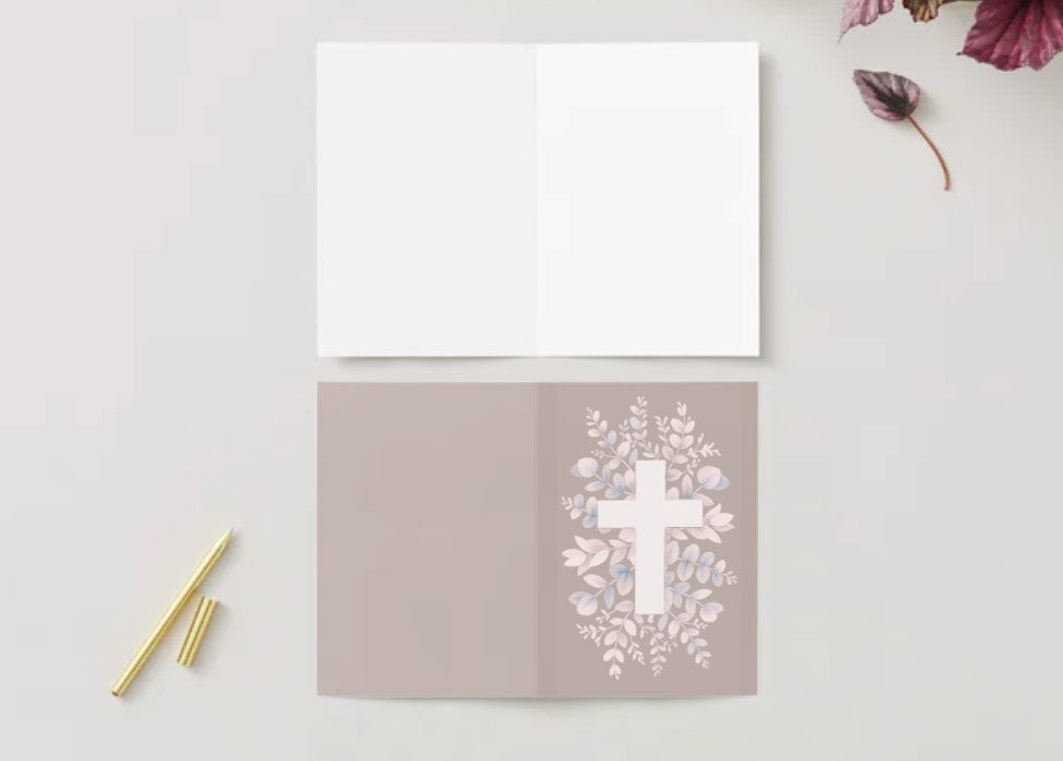 Kort, kors med blomster
