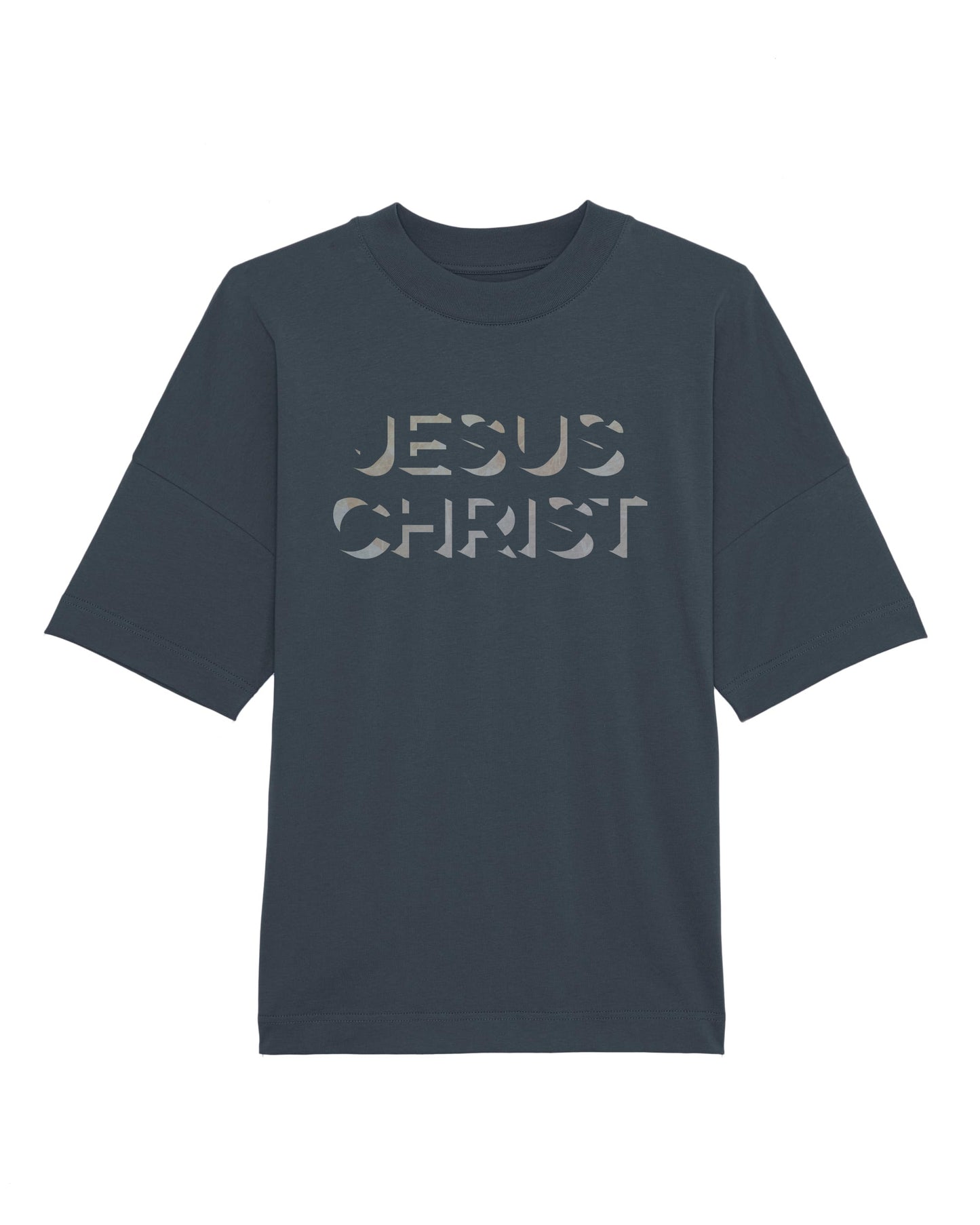 Oversize Herre T-shirt, navy blå, Jesus Christ