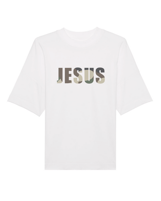Oversize hvid herre T-shirt, Jesus