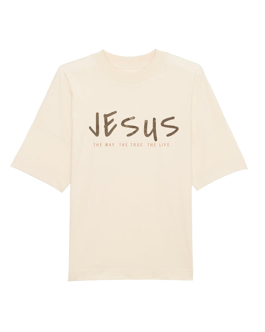 Oversize T-shirt, creme, Jesus - The way. The truth. The life