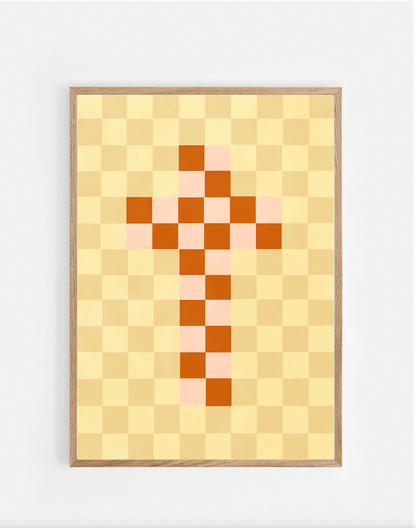 Plakat, kors, skaktern, retro