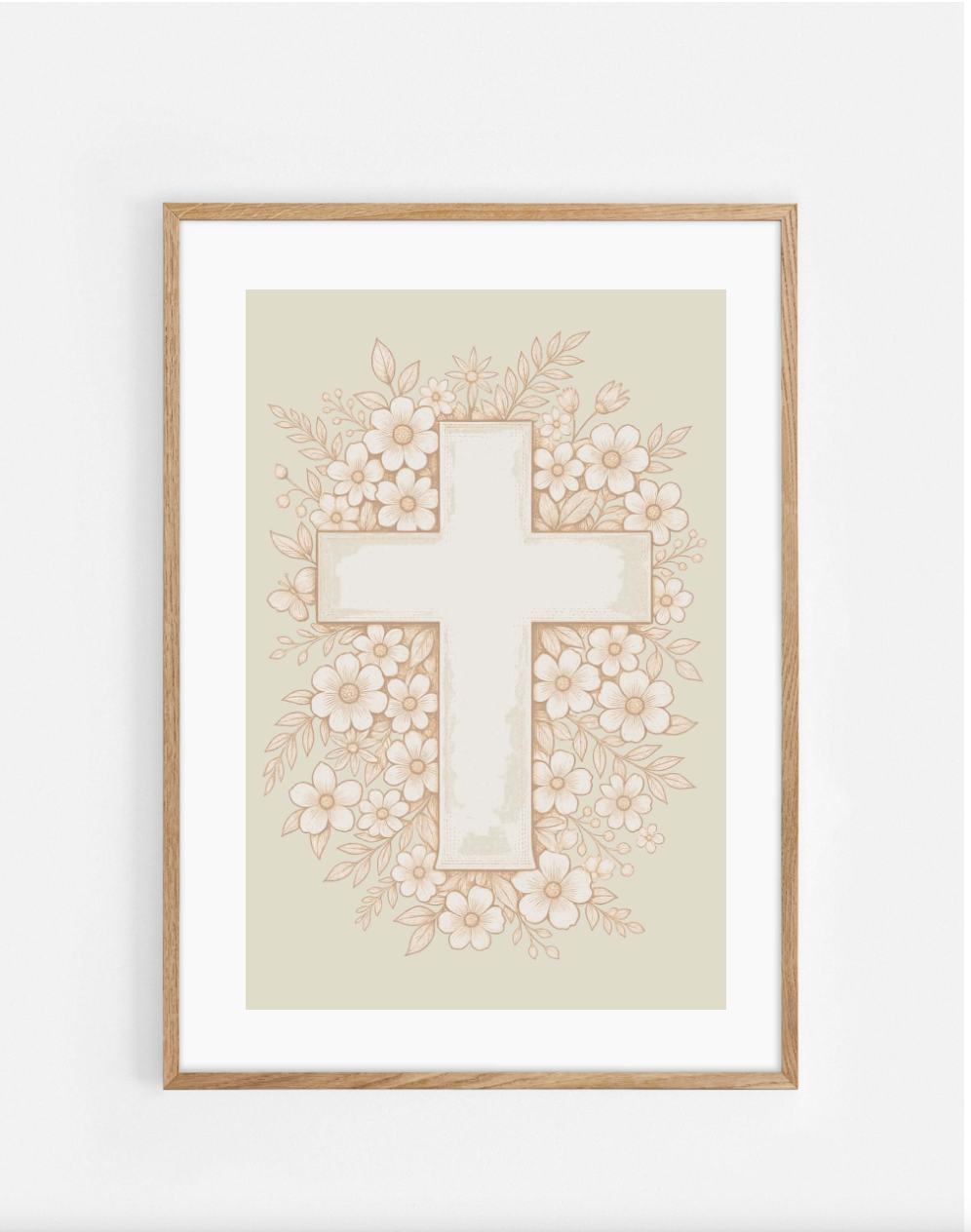 Plakat, kors, blomster