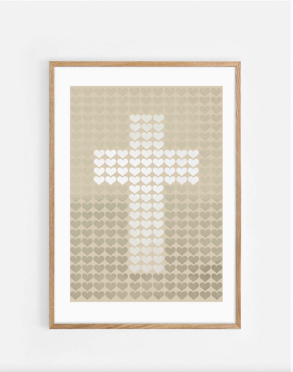 Plakat, kors, hjerter