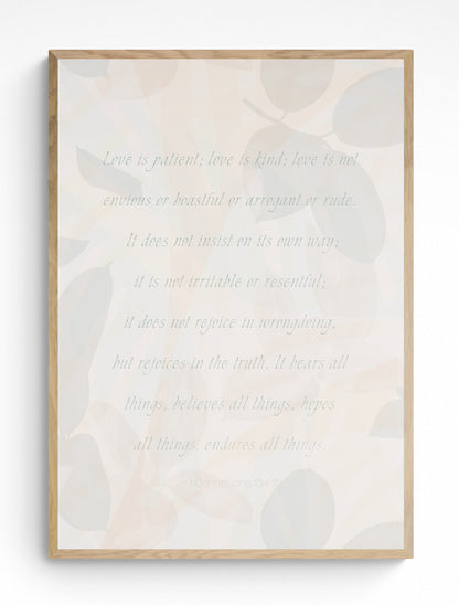 Plakat, 1. Korintherbrev 13:4-7