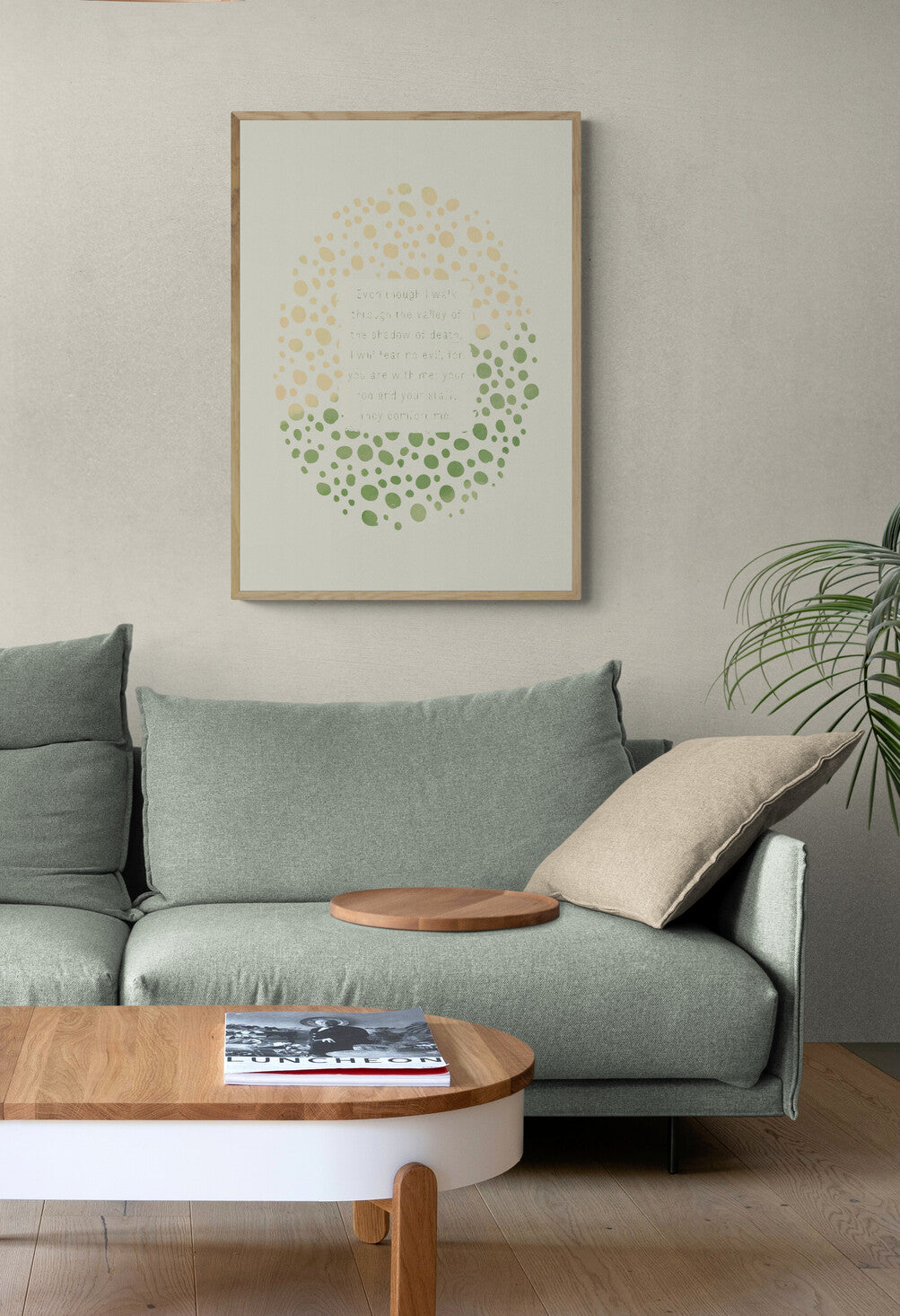 Plakat, salme 23:4, grøn/pudder