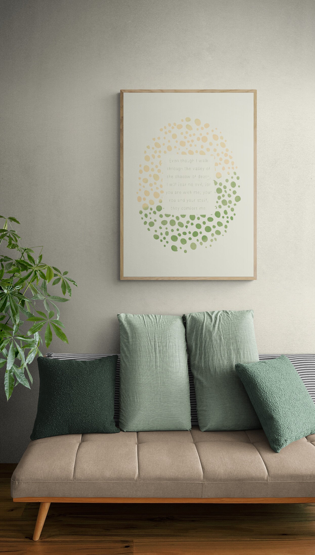 Plakat, salme 23:4, grøn/pudder