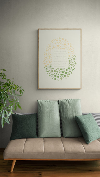 Plakat, salme 23:4, grøn/pudder