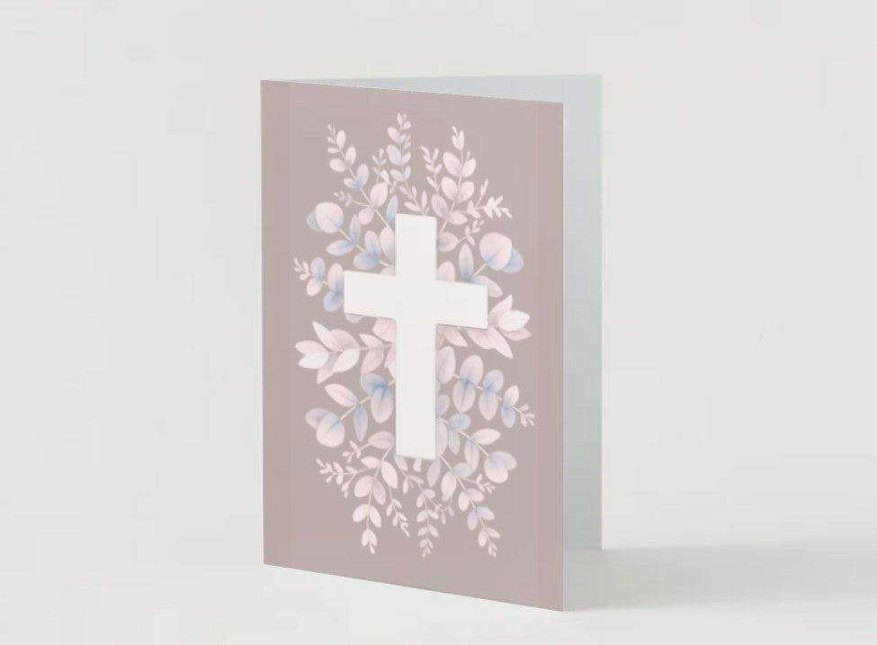Kort, kors med blomster