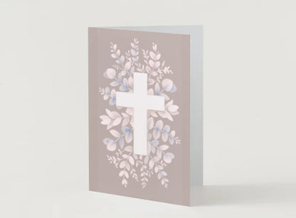 Kort, kors med blomster