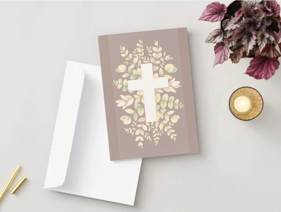 Kort, kors med blomster