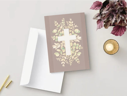 Kort, kors med blomster