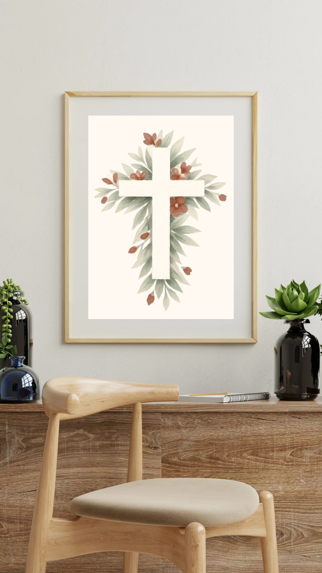 Plakat, kors, blomster