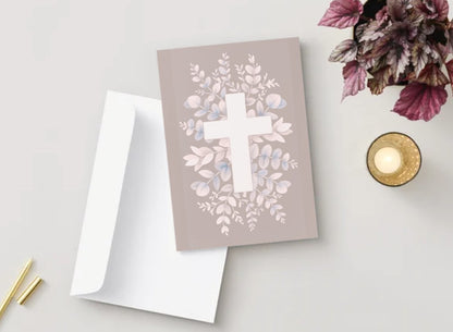 Kort, kors med blomster