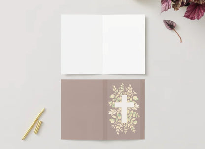 Kort, kors med blomster