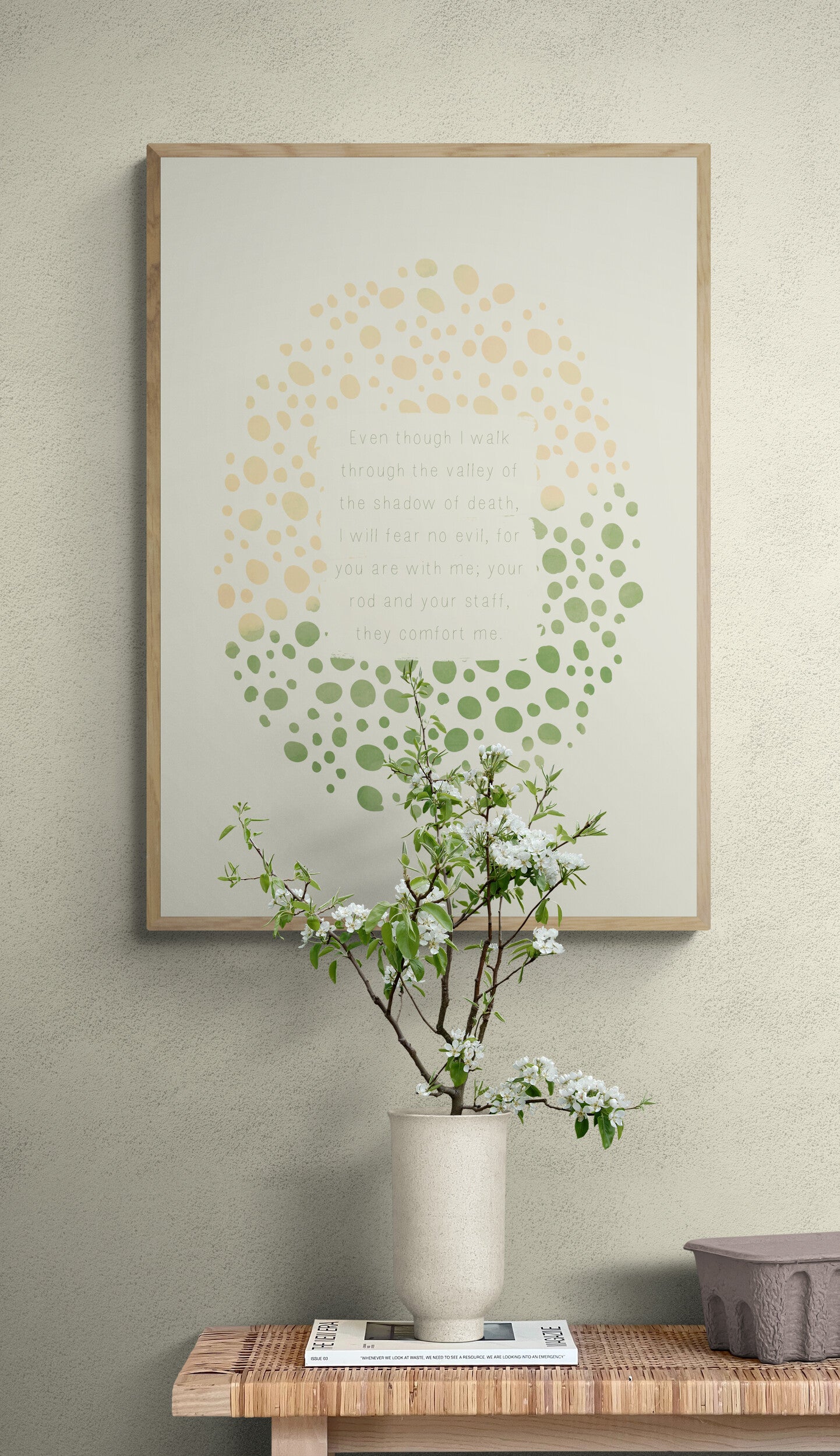 Plakat, salme 23:4, grøn/pudder