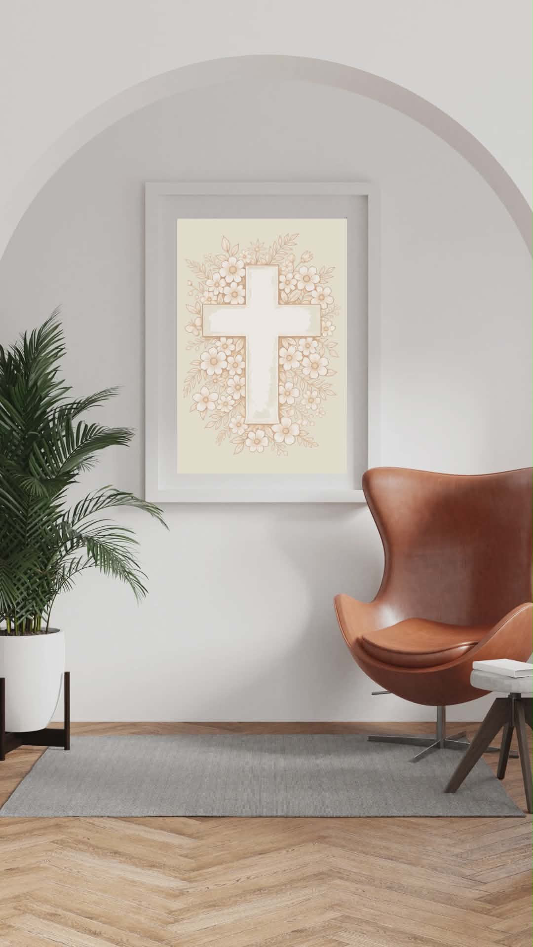 Plakat, kors, blomster
